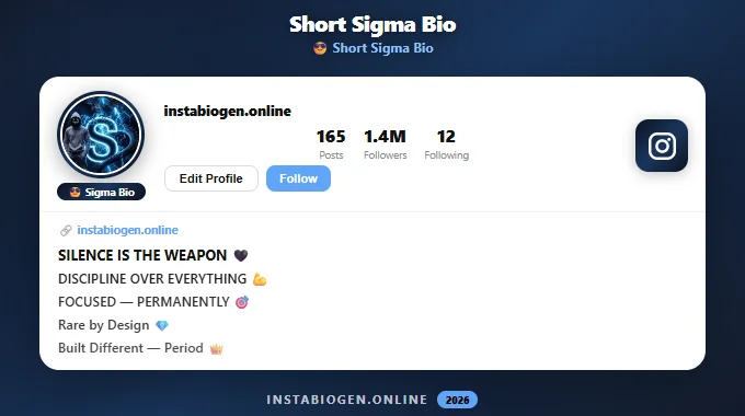 Short Sigma Bio for Instagram